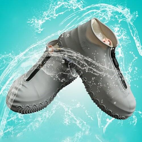 Men Women With Zipper Waterproof Silicone Sports Protective Shoe Cover Home Rain Day Non Slip Reusable Accessories Outdoor Soft