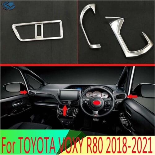 For TOYOTA VOXY R80 Right Hand Drive 2018 2019 ABS Chrome Matte Air Vent Outlet Cover Dashboard Trim Bezel Frame Molding Garnish