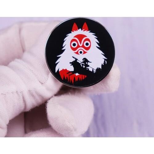 Princess Mononoke Enamel Pin San Wolf Mask Badge Ghibli Anime Fans Proud Addition