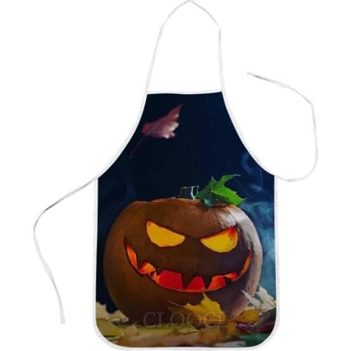 CLOOCL Halloween Themed Apron Pumpkin Lantern 3D Print Polyester Lacing Aprons for Men Women Festival Party Funny Home Textile