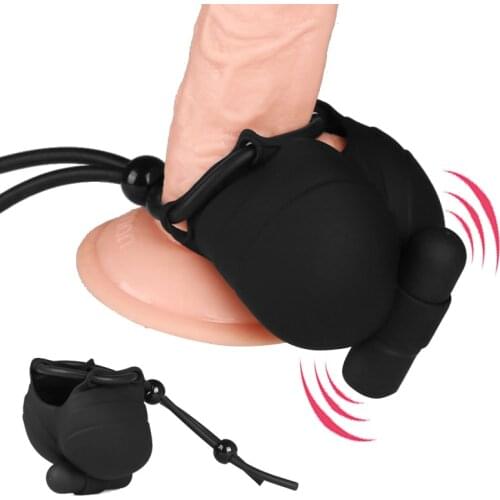 Male Penis Rings Chastity Cage Cock Ring Scrotum Bondage Vibrating Testicular Stimulation Massager for Men Adult Erotic Sex Toys