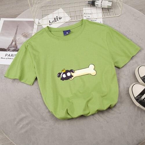 Cartoon Dog Love Bone Print Korea T Shirt Fashion Harajuku Clothes for Girls Cute New 2020 Casual Kawaii T-shirt High Quality