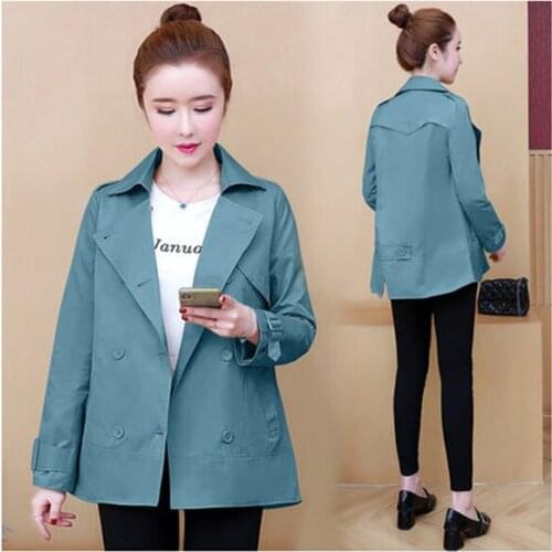 Short Trench coat women long section spring autumn double-breasted suit collar loose large size fashion slimm windbreaker D280