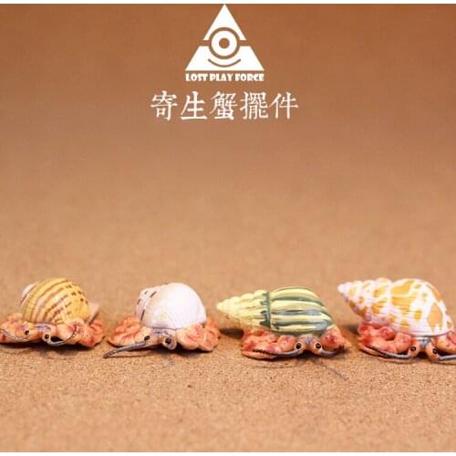 PVC figure simulation marine animal biological model toy ornaments hand host crabs parasitic crabs 4pcs/set