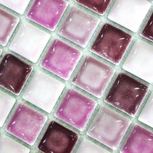 Beautiful purple mixed white color glazed porcelian ceramic mosaic bathroom shower floor wall tiles sun room mosaic tiles