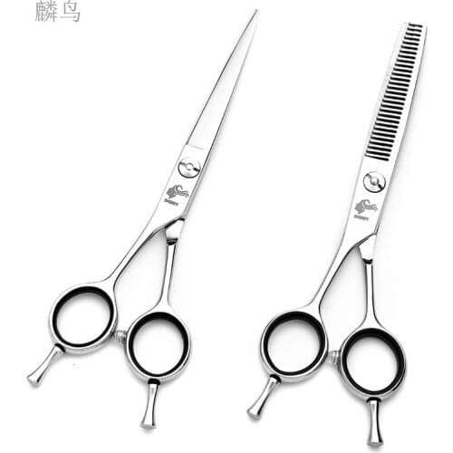 Left-Hand 6" Silver Customized Brand 9CR13 Straight Scissors Thinning Shears Pet Shears Professional Grooming Scissor HY-0004