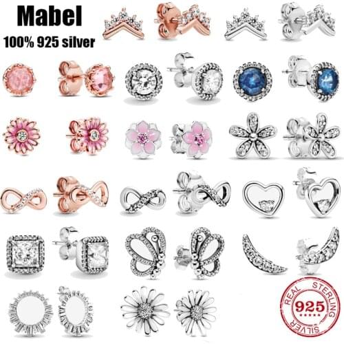 Hot sale Luxury Original Real 100% 925 Sterling Silver pan earrings for Women Fashion temperament Authentic high quality Jewelry