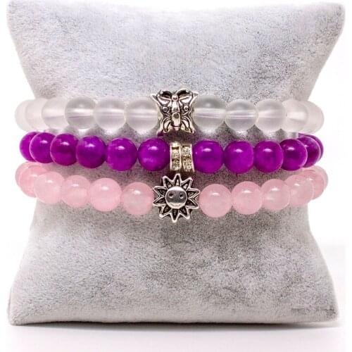 Love Magnet Bangle Set bracelets Moonstone-Pink Quartz-Amethyst Natural stone bracelet accessories 2021 fashion wooden box design