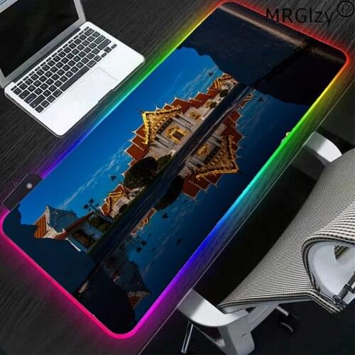 MRGLZY beautiful house LED gaming accessories desk mat RBG big mouse pad waterproof natural rubber non-slip carpet mat XXL