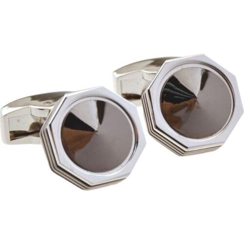 New Arrivals Fashion Letter Cufflinks Mens Shirt Glossy Square Simple White and Black Octagonal Trendy Shirt French Style