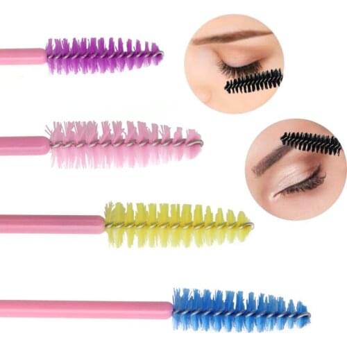 100Pcs/lot Disposable Eyelash Brush Mascara Wands Makeup Cosmetic Blue Yellow color plastic Eyelash Brush Tool kits