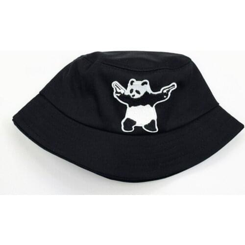 2021 Cartoon Panda Embroidery Cotton Bucket Hat Fisherman Hat Outdoor Travel Hat Sun Cap Hats for Men and Women 355