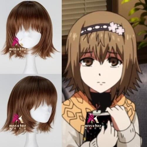 New Tokyo Ghoul Fueguchi Hinami Wig Short Straight Brown Color Cosplay Wig role play hair costumes +wig cap