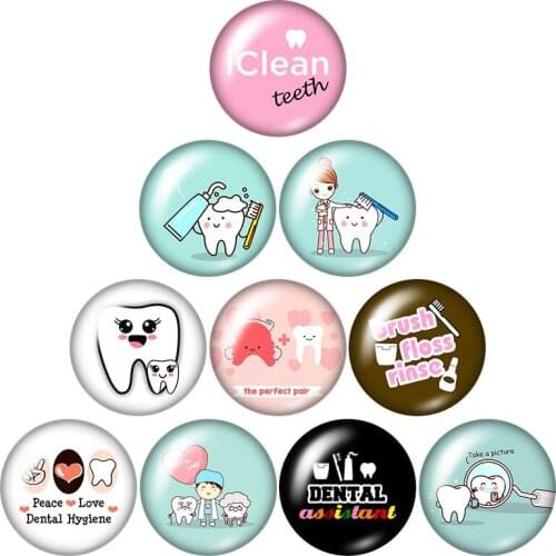 Clean Teeth care 10pcs mixed 12mm/16mm/18mm/25mm Round photo glass cabochon demo flat back Making findings ZB1182