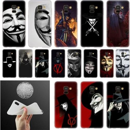 V for Vendetta Mask rose Phone Case For Samsung Galaxy A10 A20 A30 A40 A50 A60 A70 A6 A8 Plus A7 A9 2018 A3 A5 2017 Soft Cover
