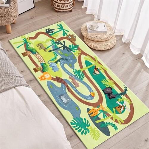 Cartoon Animal Yellow Beside Mat For Children Anti-slip Soft Flannel Mat In The Hallway Cute Long Floor Mat For Kids Boys Girls