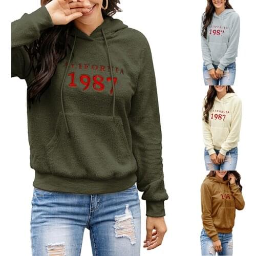 2020 Women Plush Fleece Hoodies Hooded Sweatshirt Coat Winter Warm Coat Outwear Women Tops Jumper Pullovers Hoodies