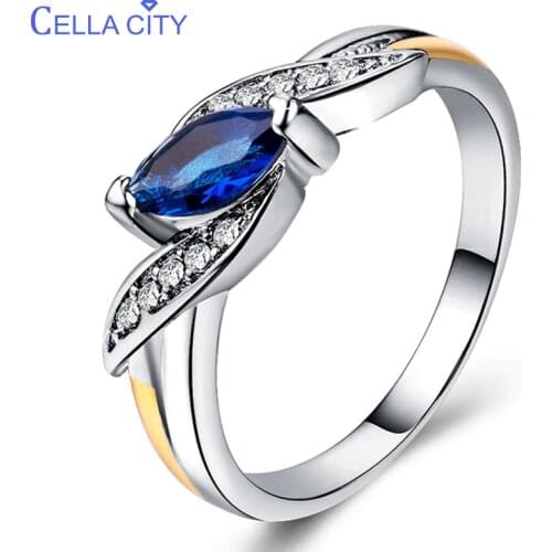 Cellacity Trendy Silver 925 Jewelry Ring for Women Olive Shaped Gemstones Ruby Amethyst Emerald Sapphire Size6,7,8,9,10 Party