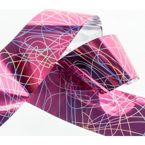 1 Roll 4cm x 100 Meter Laser Holo Wave Line Stripe Transfer Paper Foil Wraps Decals Nail Art Manicure Decoration Accessories DIY