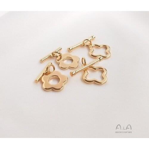 1 Pcs/set Gilded Connection Buckle Clover Plum Shape OT Buckle Bracelet Button Necklace Buckle Jewelry Material DIY Accessories