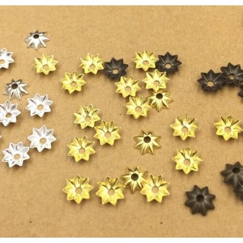 1000 PCS 5mm Metal Raw Brass Antique Bronze Silver Color Filigree Flowers Bead Caps Connectors For Jewelry Making