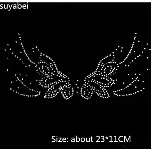 2pc/lot Butterfly flatback rhinestones sticker hot fix rhinestone motif designs iron on design rhinestone applique patch