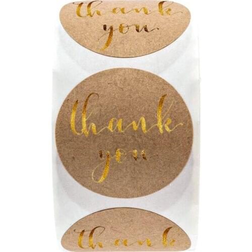 50-500pcs/lot Vintage"Thank you" Round Kraft paper Seal sticker For handmade products baking products sealing sticker Label
