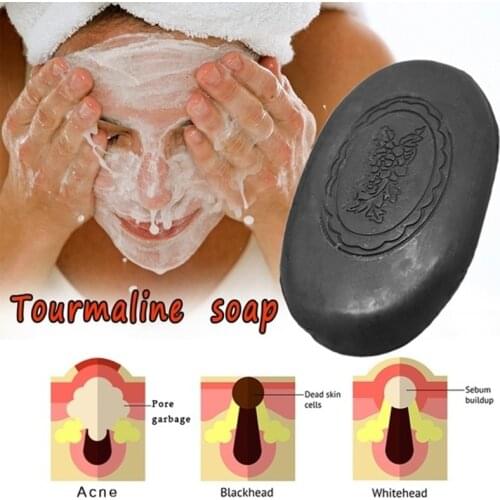 55g Propolis Black Bamboo Charcoal Soap Deep Cleaning Face Body Anti Bacterial Tourmaline Remover Acne Blackhead Soap Skin Care