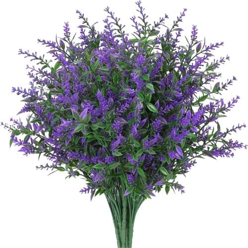 8pc Artificial Flower Decoration UV Resistant Outdoor Decor Lavender Flowers No fading garden porch window frame decoration