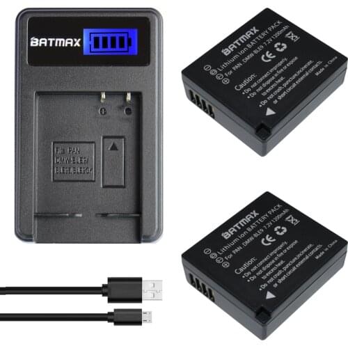 2Pc DMW-BLG10 BLG10 BP-DC15 BPDC15 Batteries+LCD Charger for Panasonic Lumix GF6,GX7,GX80,GX85,GX7 Mark II,LX100,D-Lux(Type 109)