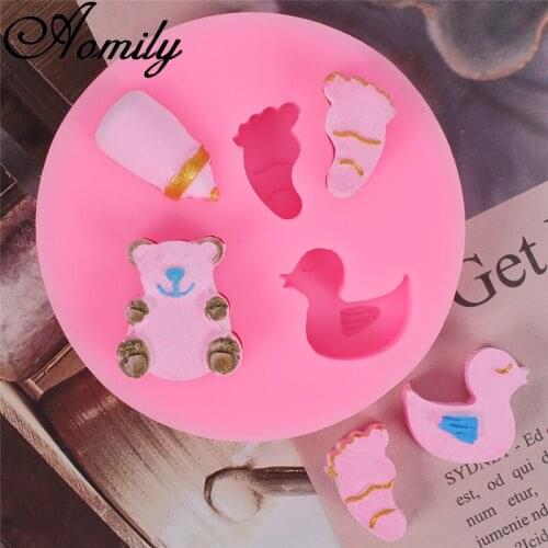 Aomily Bear Duck Feet Shaped Fondant Molds Cake Decorating Jelly Sugar Craft Chocolate Mould Ice Cube Molds Bakery Tools Cooking