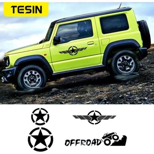 TESIN Car Stickers for Suzuki Jimny JB74 Car Exterior Side Whole Body Decal Stickers Accessories for Suzuki Jimny 2019-2020