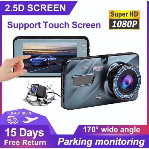Car DVR Video Recorder Dash Camera 1080P Rear View Dual Lens 4"IPS Touch Screen Full HD 1080P G Sensor Portable Cycle Recording