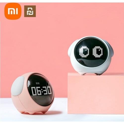 Xiaomi Youpin Cute Expression Alarm Clock Multi Function Digital LED Voice Controlled Light Bedside Thermometer Clock For Home