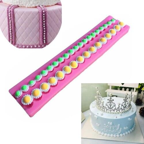 Bead Chain food grade Silicone Fondant Mould Pearl Zipper Cake Pearl Sugar Paste Bead Chocloate Clay Border Craft Mould