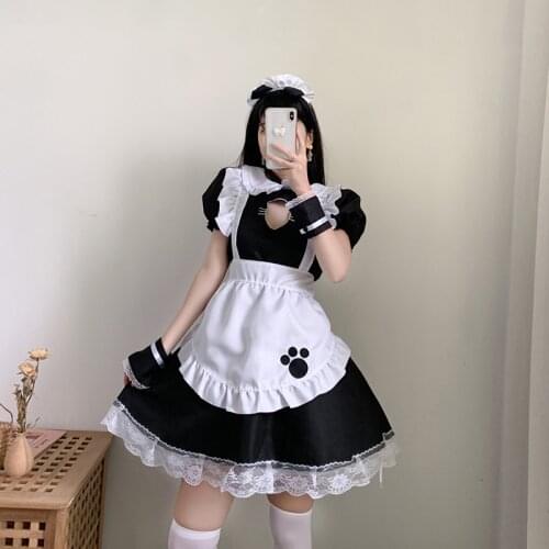 Black Cute Cat Lolita Maid Cosplay Sexy Erotic Lolita Kawaii Cafe Costume High Quality Temptation Black Dress Suit For Women