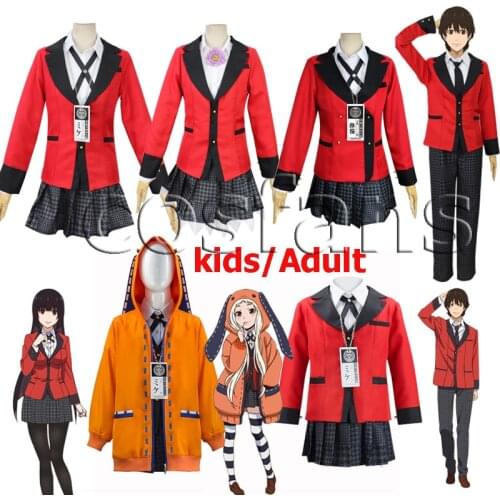Kids Adult Kakegurui Cosplay Costume Jabami Yumeko / Momobami Kirari / Yumemite Yumemi Cosplay Costume Women Girls School Dress