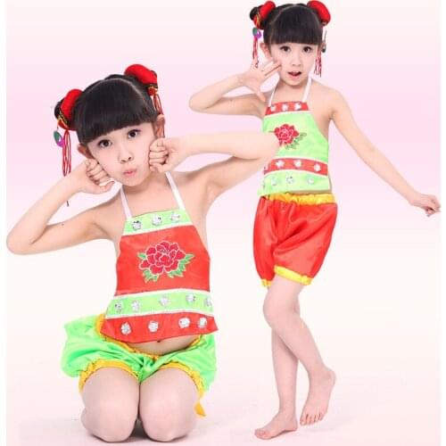 Children Chinese Folk Costume Kids Nezha Costume with Headwear Girl Chinese Movie Performance Clothing 18