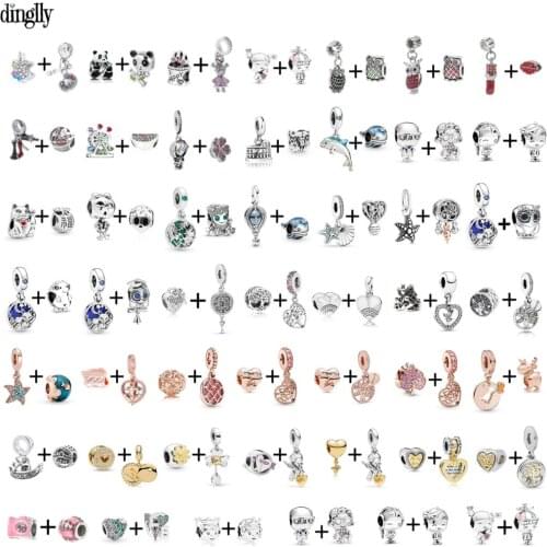 Dinglly Silver Color Shiny Animal Beads Boy Girl Dangle Charm Fit Original Bracelets & Necklace Jewelry Accessories Bead Pendant