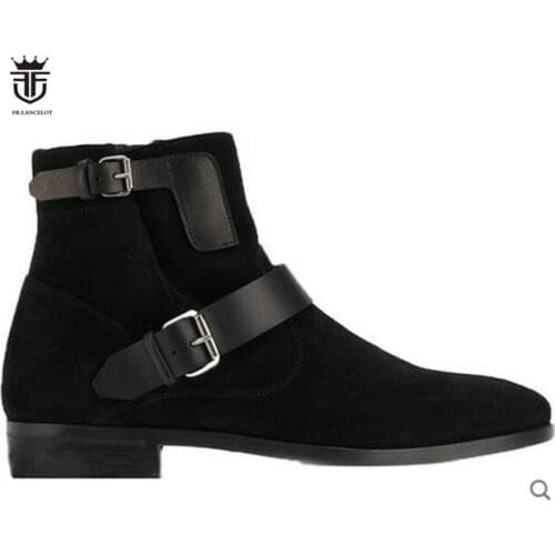 FR.LANCELOT 2020 New arrival men booties buckle strap Chelsea Boots zip up Ankle Boots Mens fashion Boots comfortable shoes