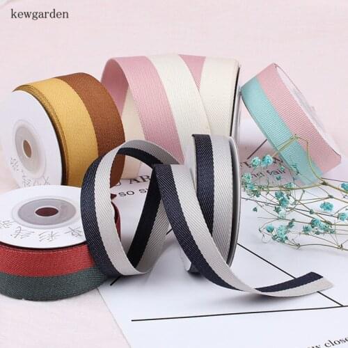 Kewgarden 5/8" 1" 1-1/2" 2 Colors Twill Satin Ribbons Handmade Tape DIY Bowknot Cotton Ribbon Garment Accessories Riband 5m /Lot