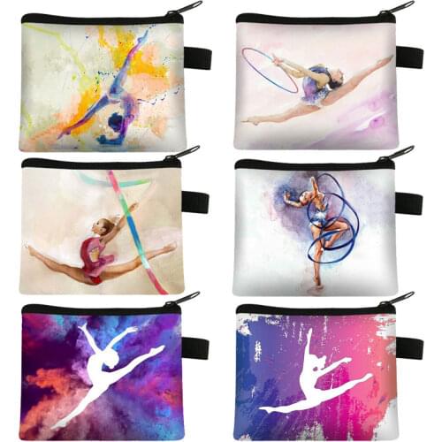 Gymnastics Art Coin Purse Ballet Dancer Coin Bag Women Lipstick Card Keys Holder Money Bag Ladies Wallet