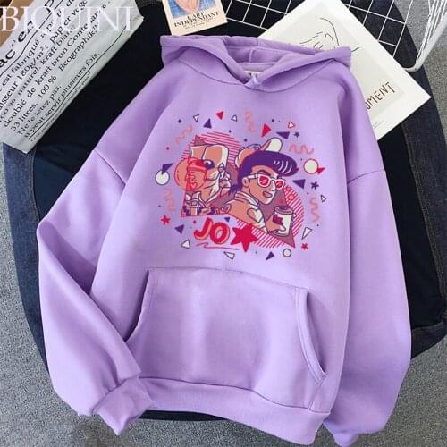 Cartoon Jojos Bizarre Adventure Funny Winter Warm Hoodies Hot Fashion Anime Graphic Sweatshirt Hip Hop Sweatshirt Hoody Kpop