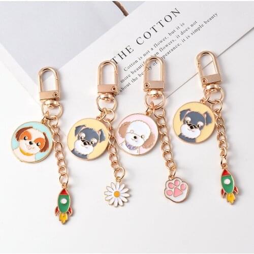 Cartoon Schnauzer Teddy Dog Key Chains For Women Men Alloy Metal Pendant Key Ring Car Keychain Bag Charm Keyring gifts