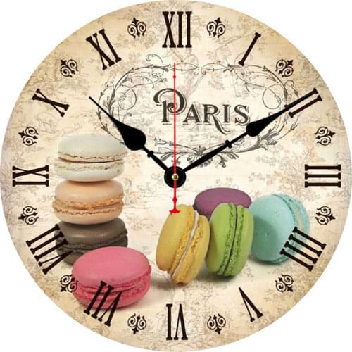 Wall Clock Closeup Multicolor Delicious Dessert Donuts and Kids Snacks Round Food Clocks Retro Vintage Large Clock Home Decor