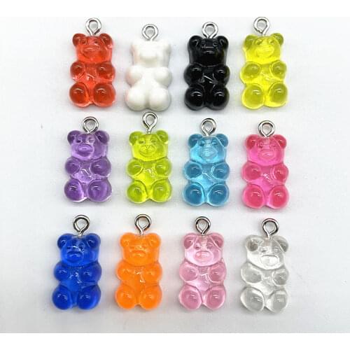 New 10Pcs Crystal Candy Bear Pendant Charms for Necklace Earrings Jewelry Making Diy Findings Resin Bears Christmas Making