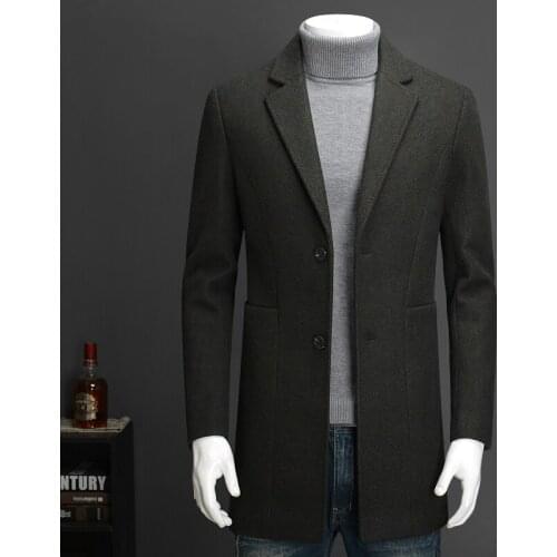 Hot 2020 New Korean Slim Long Jackets Coats Single Breasted Casual Men Wool Blend Jackets Winter For Male Wool Overcoat L-3XL