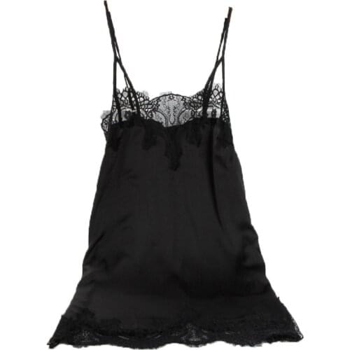 New Arrival womens Lace Nightgowns Free Shipping Silk Satin Sexy Nightdress Hollow Out Sleeveless Mini Sleepwear Young Girl Hot