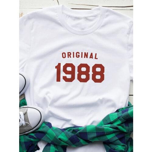 Original 1988 1989 Letter Print T Shirt Women Short Sleeve O Neck Loose Tshirt Summer Fashion Women Tee Shirt Tops