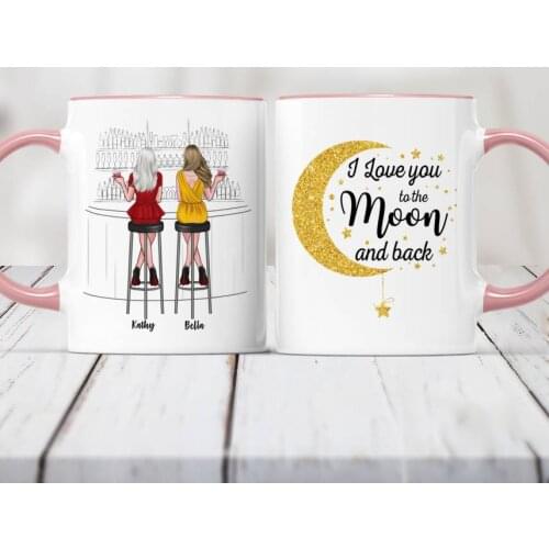 Personalized Mug Mothers Day Colorful I Love You To The Moon And Back Coffee Cup Drink Team RR2072